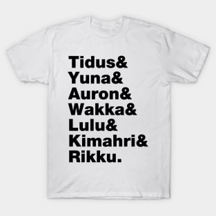 Final Fantasy 10 Characters (Black Text) T-Shirt